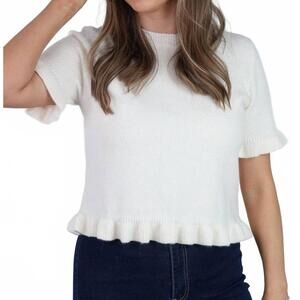 NEW CREAMON esme short sleeve sweater in white